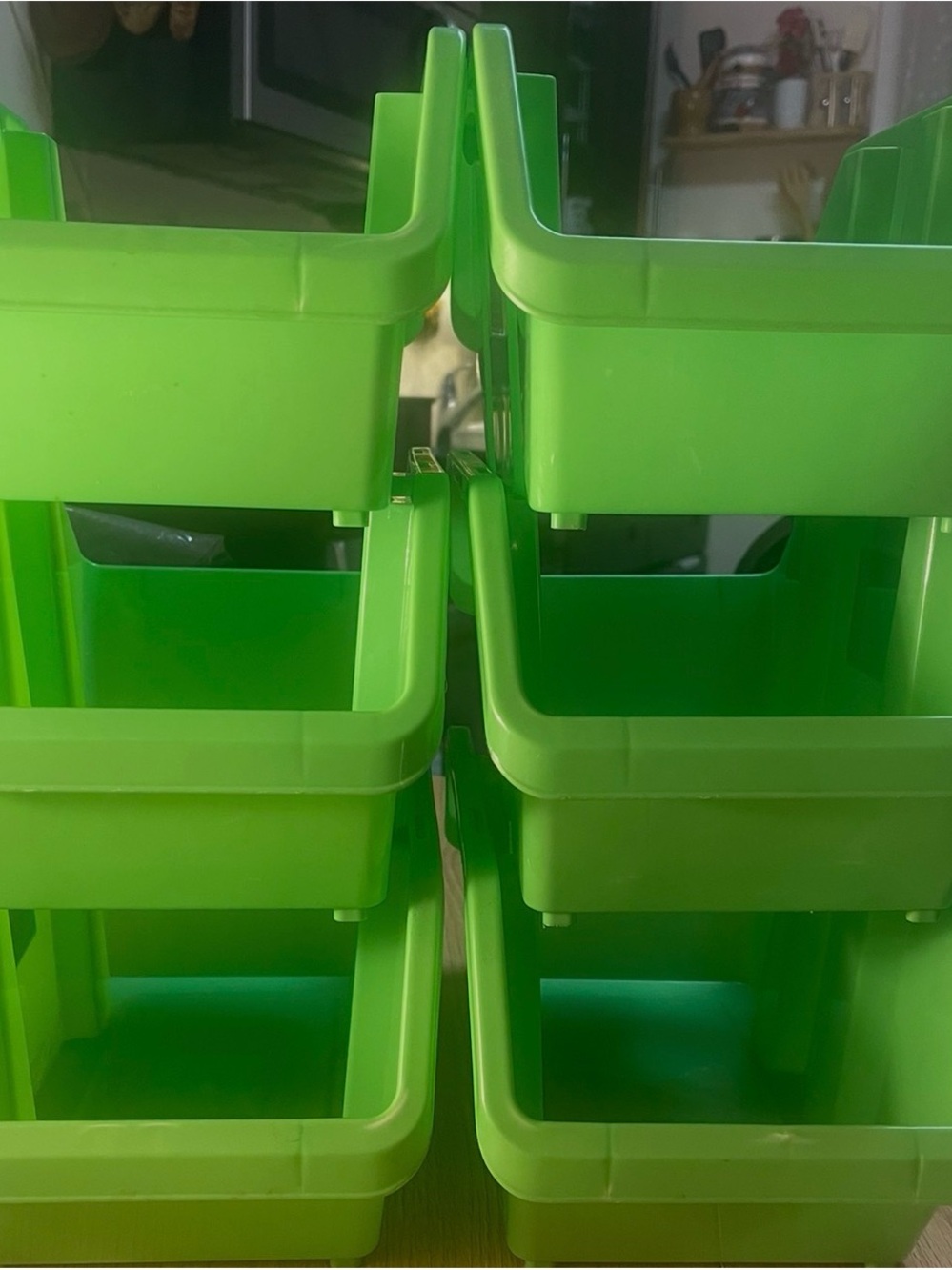Green Stackable Storage Bins - Home Organization
